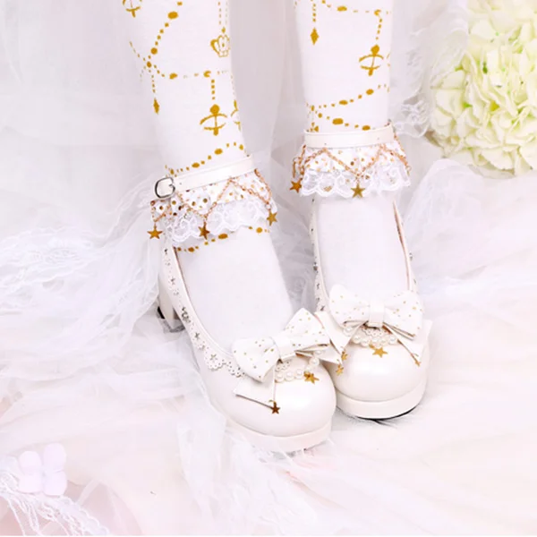 Japanese stars lolita bow shoes YV40348---Charming Bow Pumps for a Cute and Stylish Look