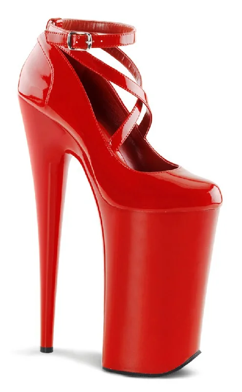 Sleek and Shiny Patent Pump Heels for a Polished Look--BEYOND-087 Red Patent 10 Inch Heels