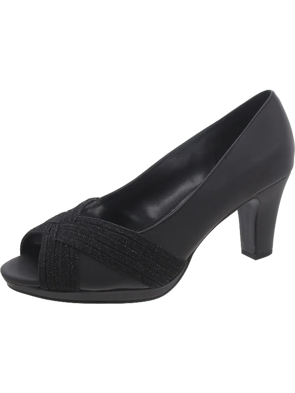 Trendy Peep Toe Platform Heels Crafted from Genuine Leather--LAVISH Womens Peep Toe Slip On Pumps