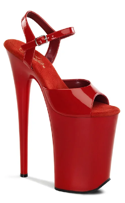 Sleek and Shiny Patent Pump Heels for a Polished Look--INFINITY-909 Red Patent Platform Heels