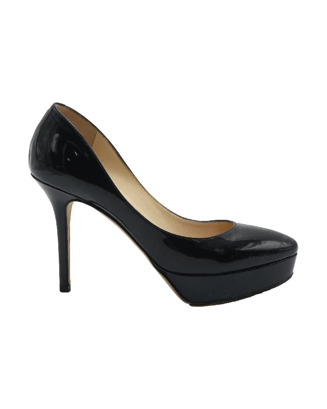 Sleek and Shiny Patent Pump Heels for a Polished Look--Jimmy Choo Platform Pumps in Black Patent Leather