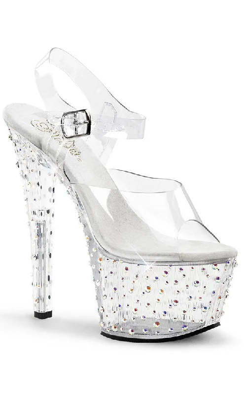 Affordable Rhinestone Pumps for a Dazzling Look---STARDANCE-708 Clear Rhinestone Platform Heels