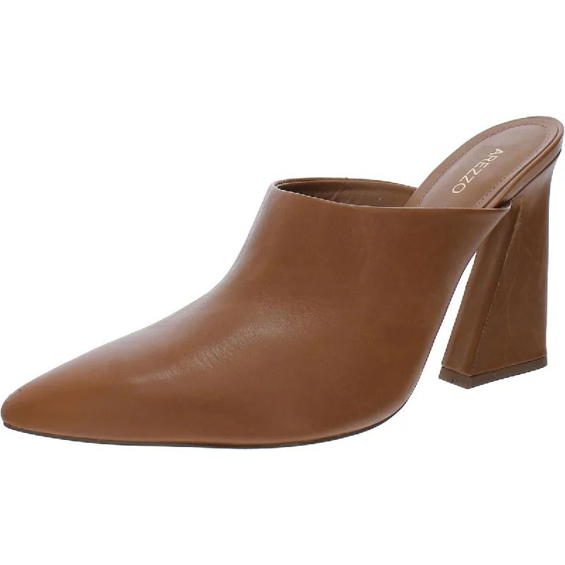 Arezzo Womens Avery Leather Mules---Comfortable Leather Pumps for Office and Everyday Wear