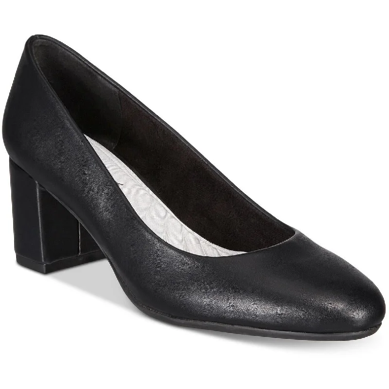 Trendy Chunky Heel Pumps for Casual Wear--Easy Street Womens Proper Faux Leather Block Heel Pumps