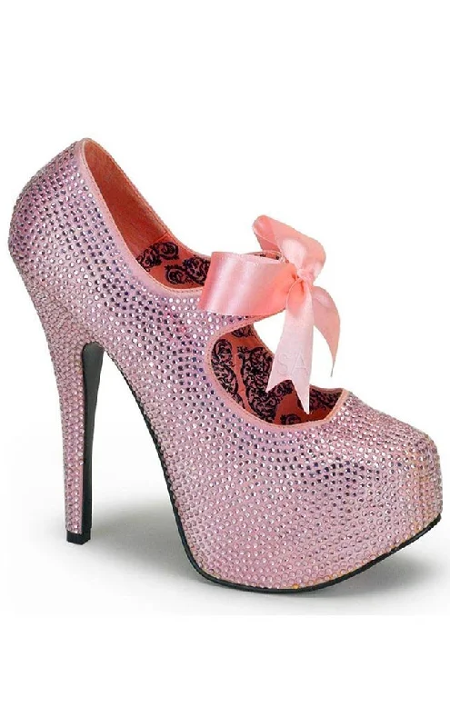 Affordable Rhinestone Pumps for a Dazzling Look---TEEZE-04R B. Pink Rhinestones Heels