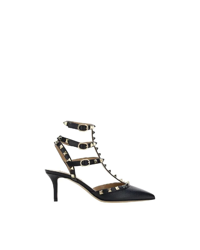 Valentino Garavani Rockstud Leather Pumps with Studded Accents---Comfortable Leather Pumps for Office and Everyday Wear