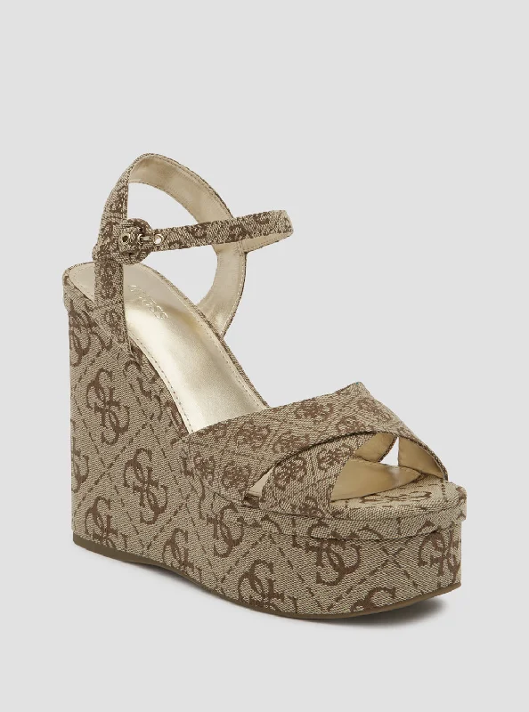 Versatile Heeled Sandals for Any Occasion---Beige Logo Cadds Heels