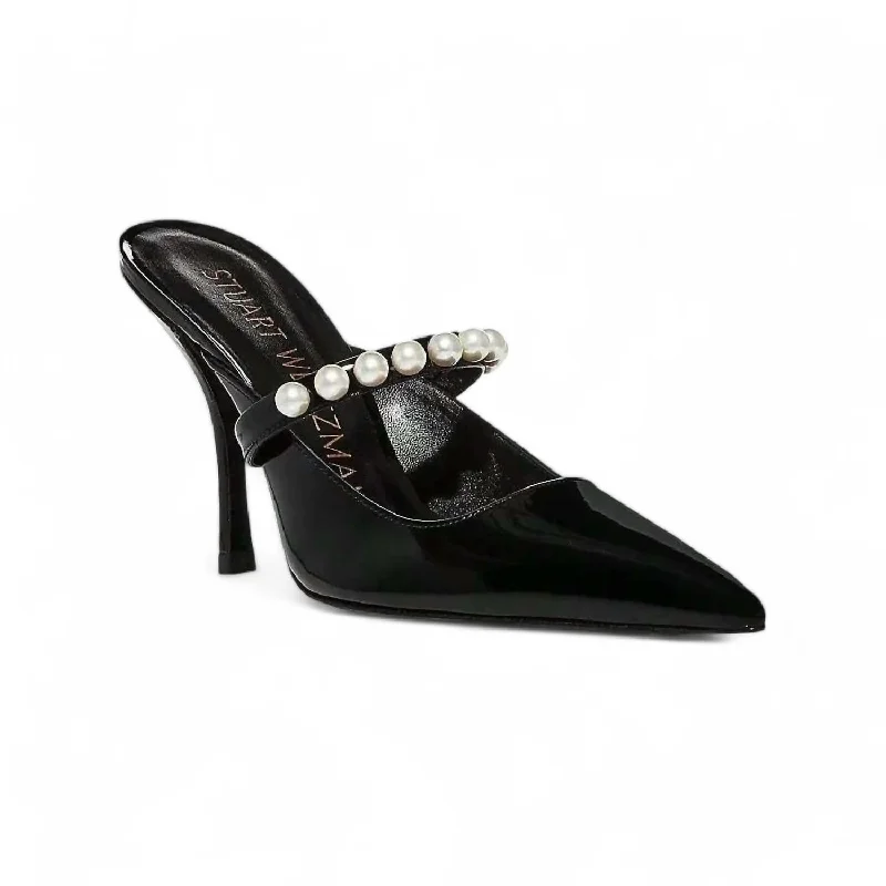 Women Leather Goldie Mules 100 In Black---Comfortable Leather Pumps for Office and Everyday Wear