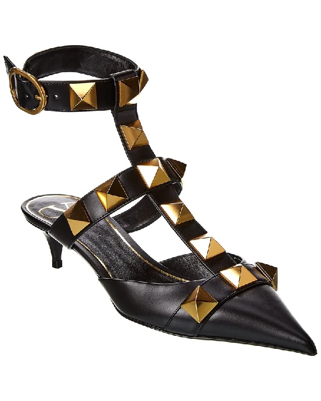 Stylish Ankle Strap Heels for Women--Valentino Roman Stud 40 Leather Ankle Strap Pump