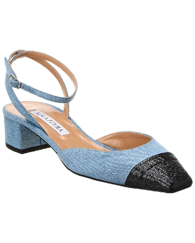 Aquazzura French Flirt 35 Denim & Leather Pump---Comfortable Leather Pumps for Office and Everyday Wear