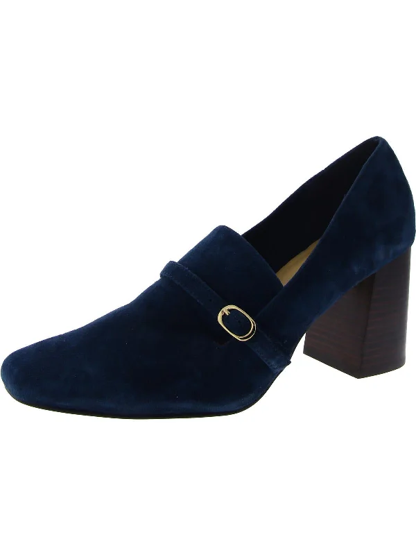 Affordable Suede Ankle Pumps for All-Day Wear--Ashton Womens Suede Slip-On Loafer Heels