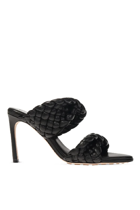 Versatile Heeled Sandals for Any Occasion---Bottega Veneta New Women's Shoes Intreccio Twist Weave In Black