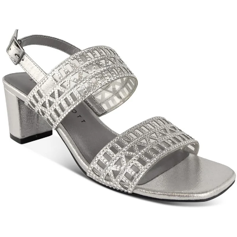 Karen Scott Womens Desiah Embellished Metallic Slingback Heels---Chic Embellished Pumps for a Glamorous Look