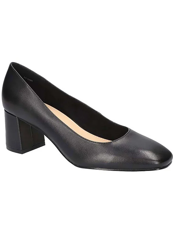 JILLIAN Womens Leather Square toe Pumps---Durable Square Toe Block Heels for Everyday Use