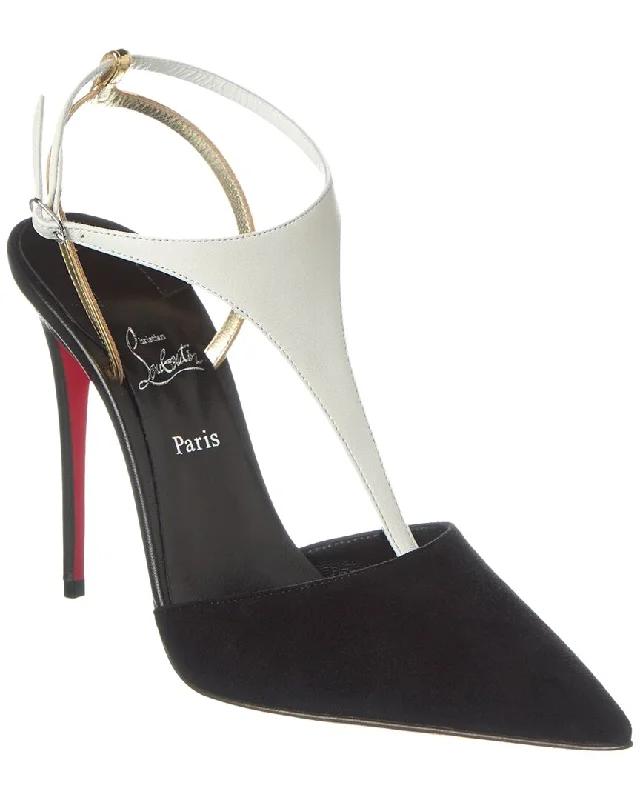 Affordable Suede Ankle Pumps for All-Day Wear--Christian Louboutin Athina 100 Suede & Leather Pump