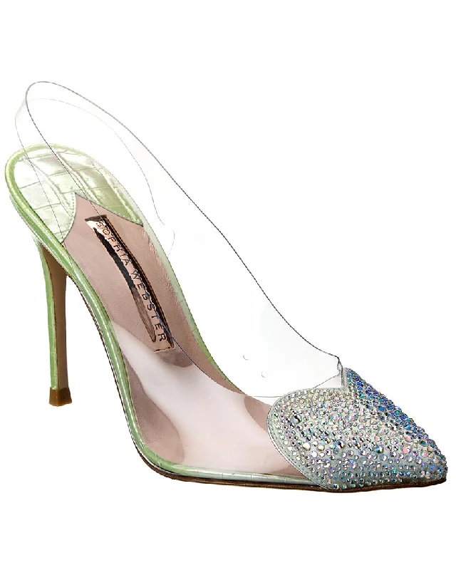 Fashionable Leather Slingback Pumps for Casual Wear--Sophia Webster Amora Vinyl & Croc-Embossed Leather Slingback Pump