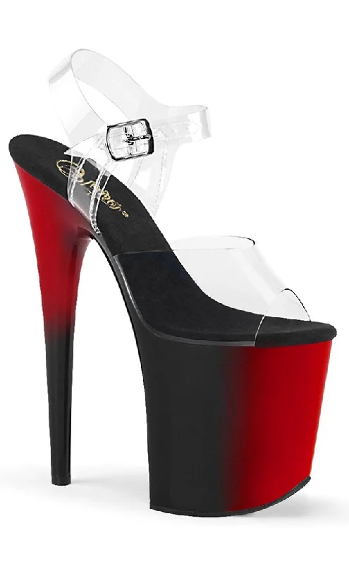 Stylish Platform Heels for Extra Height--FLAMINGO-808BR Clear & Red-Black Platform Heels