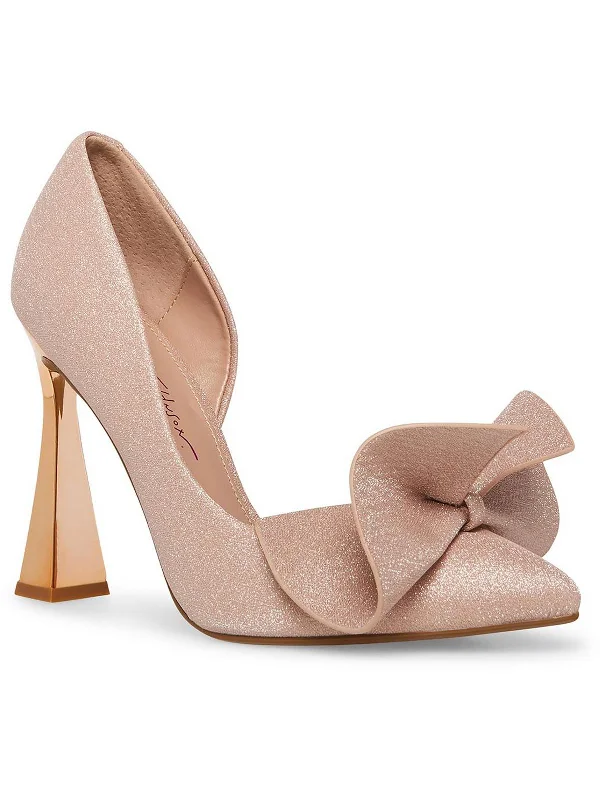 Nobble Womens Glitter Bow D'Orsay Heels---Trendy Glitter Heels for a Glamorous Look