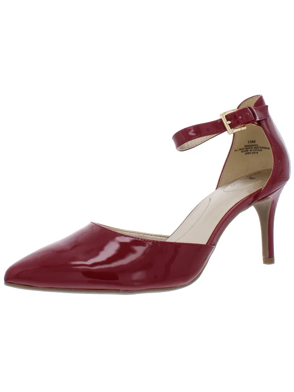 Sleek and Shiny Patent Pump Heels for a Polished Look--Ginata Womens Patent Leather Ankle Strap Pumps