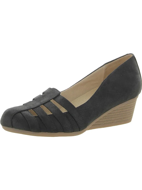 Be Free Womens Faux Leather Slip-On Wedge Heels---Comfortable Leather Pumps for Office and Everyday Wear