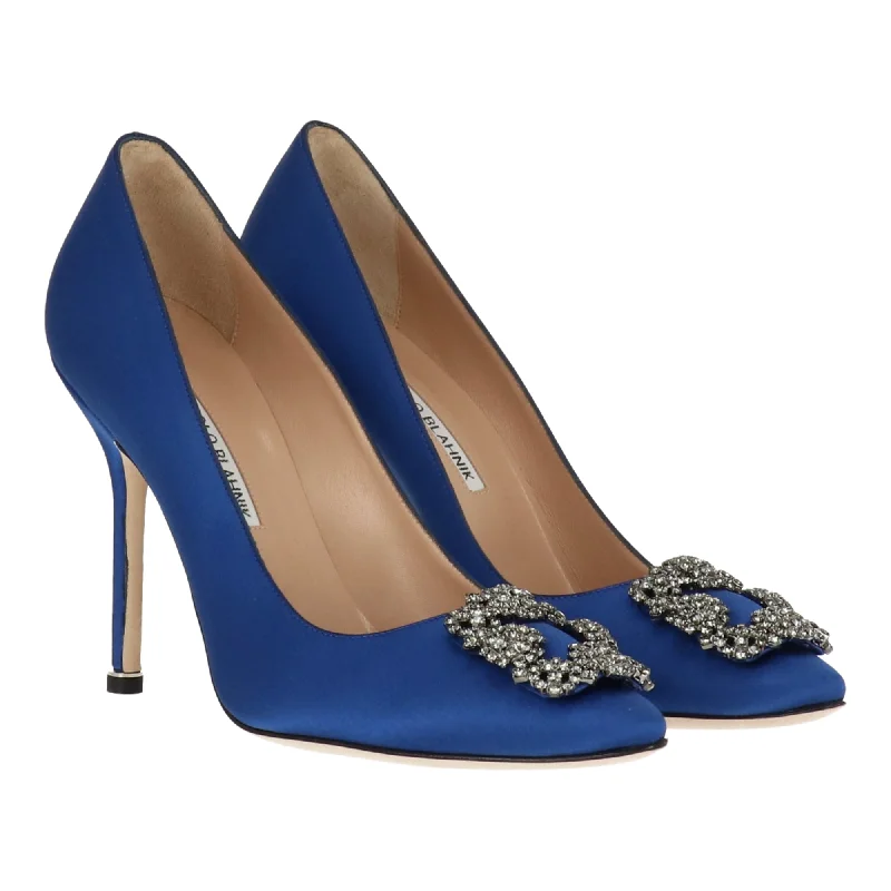 Versatile Heeled Sandals for Any Occasion---Manolo Blahnik Womens Blue Pump