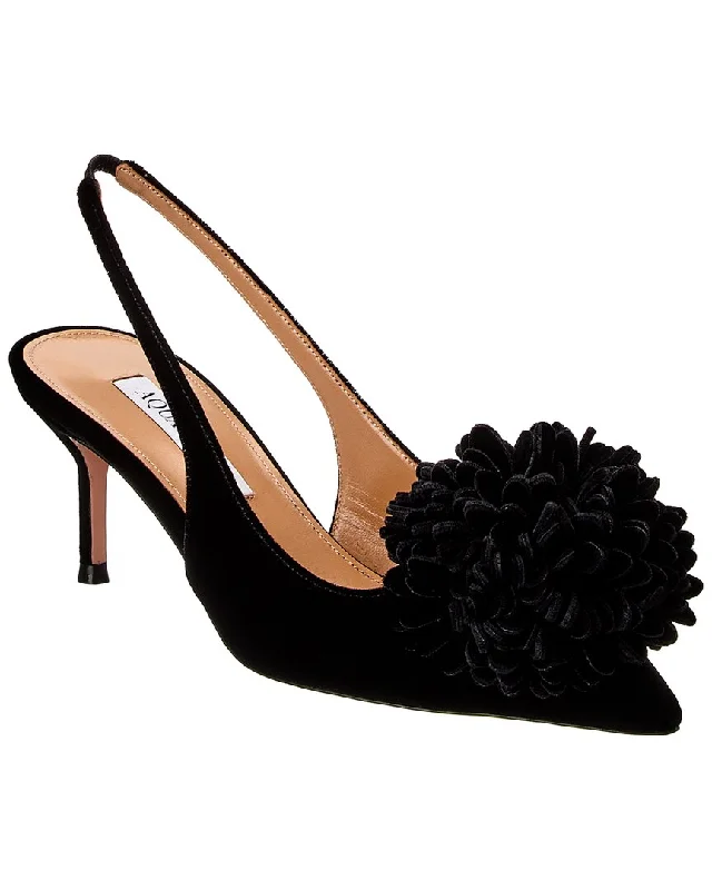 Luxurious Velvet Women's Pumps with Soft Finish---Aquazzura Couturier 65 Velvet Slingback Pump