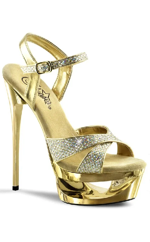 Stylish Platform Heels for Extra Height--ECLIPSE-619G Gold Snakeskin Platform Heels