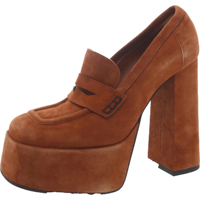 Affordable Suede Ankle Pumps for All-Day Wear--Paris Womens Platform Suede Loafer Heels