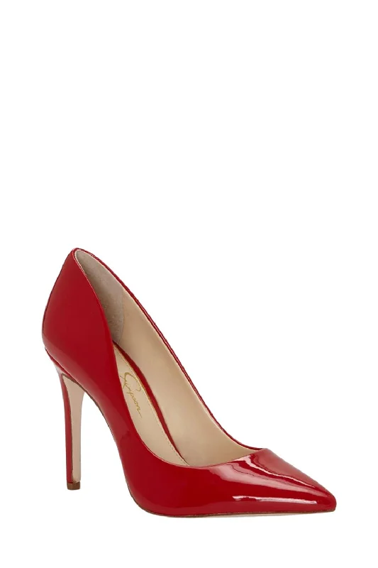 Versatile Heeled Sandals for Any Occasion---Cassani Pumps In Red Patent