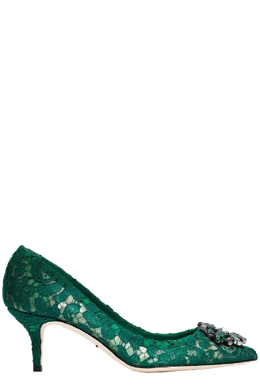 Stylish Lace Pumps for a Chic Look--Lace Heel with Brooch