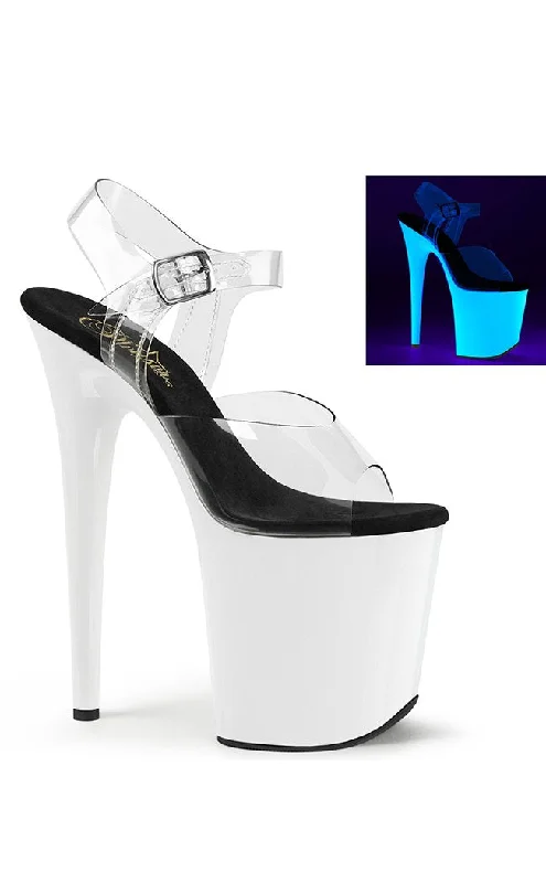 Stylish Platform Heels for Extra Height--FLAMINGO-808UV Clear & White UV Platform Heels