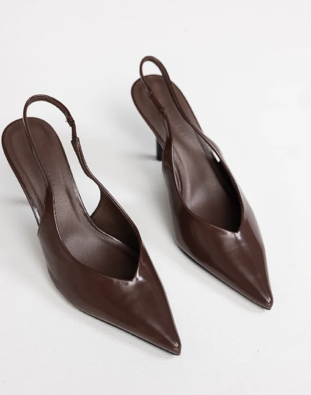 Stiletto Heel Pumps with Perfect Fit--Kendra Heels (Choc Shine) - By Billini-Fashionable & Classic