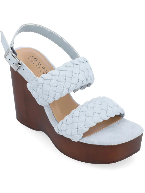 Ayvee Womens Braided Square Toe Wedge Heels---Durable Square Toe Block Heels for Everyday Use