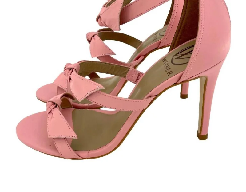 Women's Bow Strappy Stiletto Heels In Pink---Affordable Strappy Platform Heels with Premium Quality