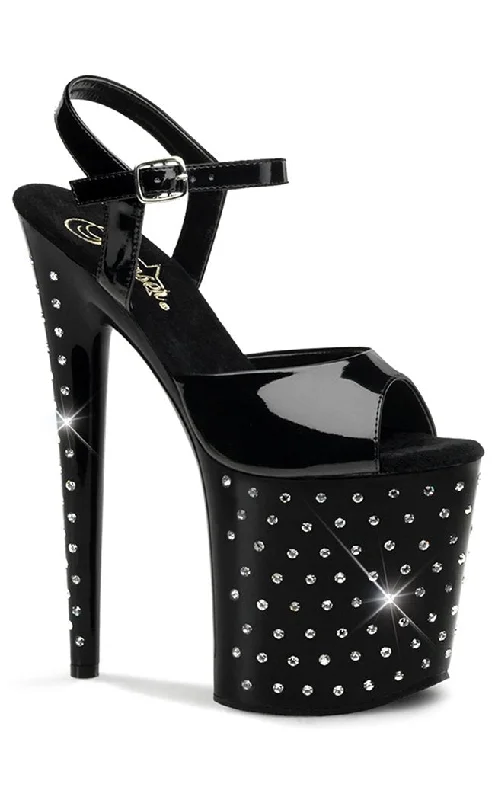 Sleek and Shiny Patent Pump Heels for a Polished Look--STARDUST-809 Black Patent Platform Heels