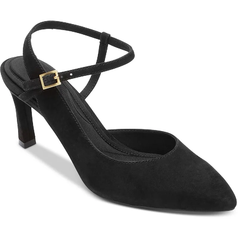 Affordable Suede Ankle Pumps for All-Day Wear--Rockport Womens TM Sheehan Strap Suede Pointed Toe Slingback Heels