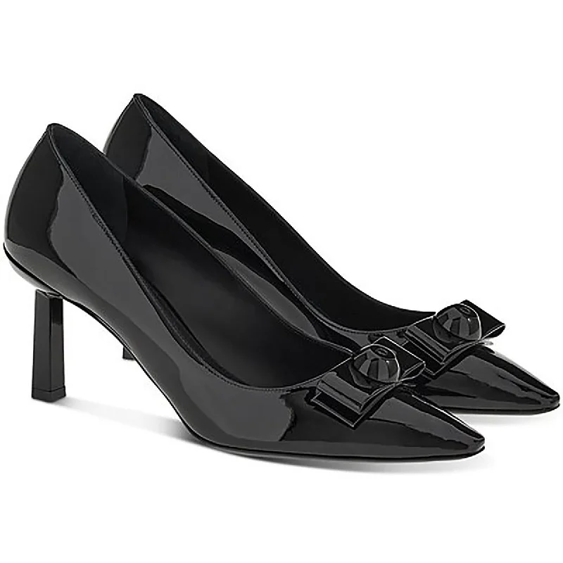 Sleek and Shiny Patent Pump Heels for a Polished Look--Salvatore Ferragamo Womens Patent Leather Kitten Heel Pumps