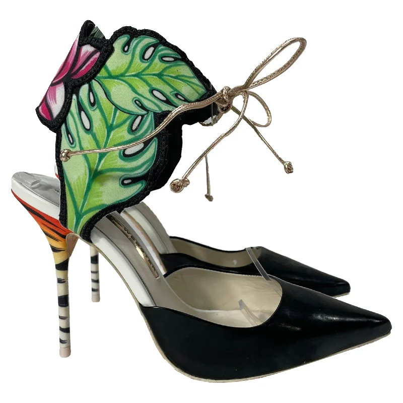 Sophia Webster Rousseau Jungle Ankle Tie Pumps in Multicolor Leather---Comfortable Leather Pumps for Office and Everyday Wear