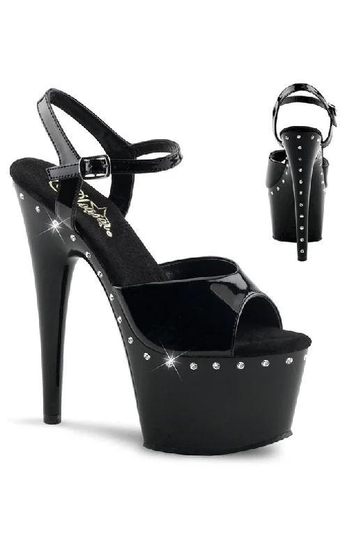 Affordable Rhinestone Pumps for a Dazzling Look---ADORE-709LS Black & Rhinestone Heels