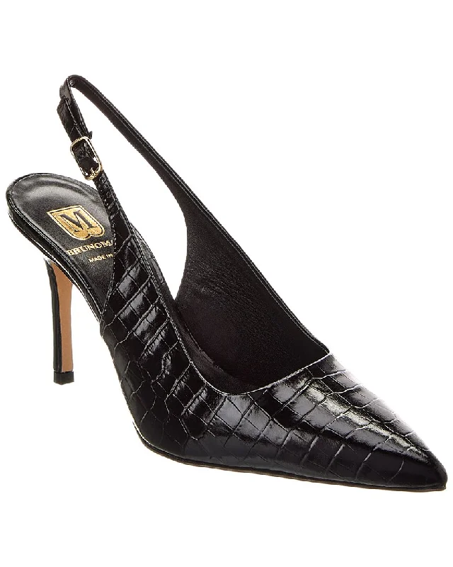 Fashionable Leather Slingback Pumps for Casual Wear--M by Bruno Magli Pamela Croc-Embossed Leather Slingback Pump