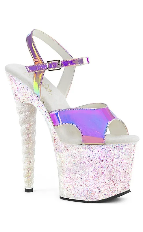 UNICORN-711LG Purple and Glitter Platform Heels---Trendy Glitter Heels for a Glamorous Look