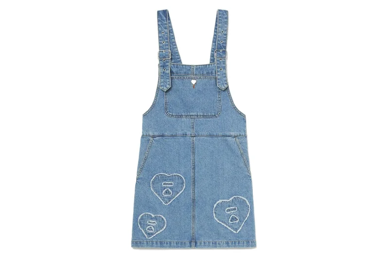 Denim dress with button-down back--LOGO PATCH DENIM DRESS