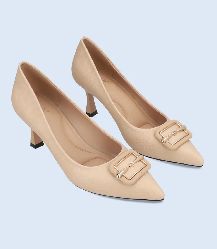 Versatile Heeled Sandals for Any Occasion---BW10145-BEIGE-Women Court shoes