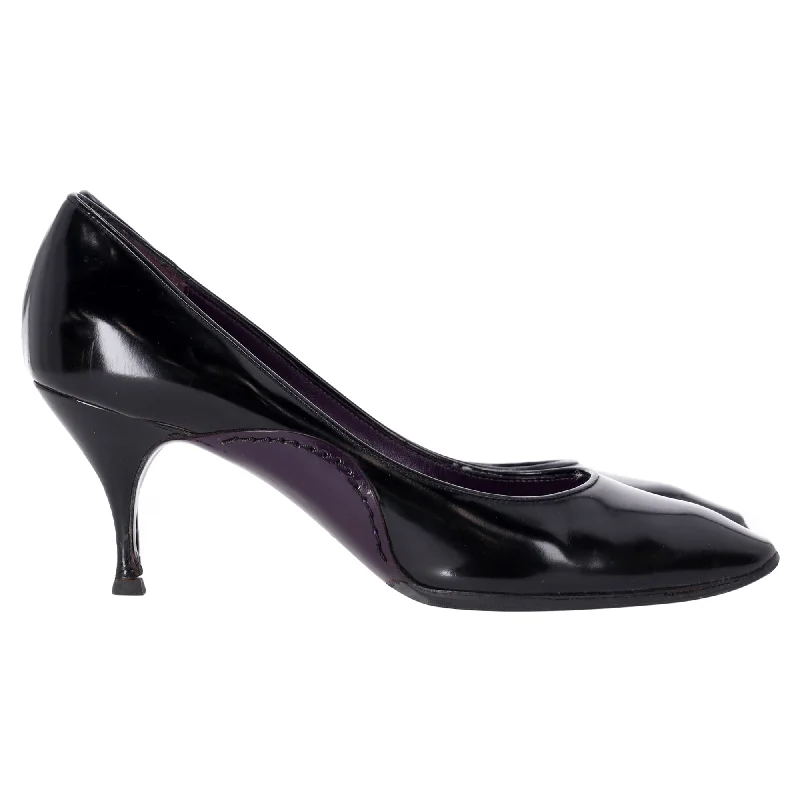 Celine Almond-Toe Kitten Heel Pumps in Black Leather---Fashionable Kitten Heels for Date Night