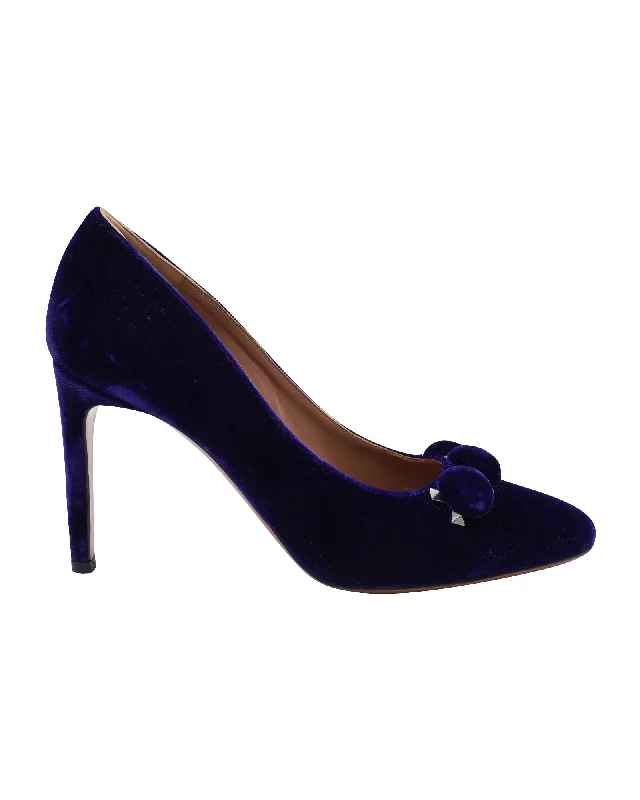 Affordable Suede Ankle Pumps for All-Day Wear--Alaïa Bombe 110 Court Pumps in Blue Suede