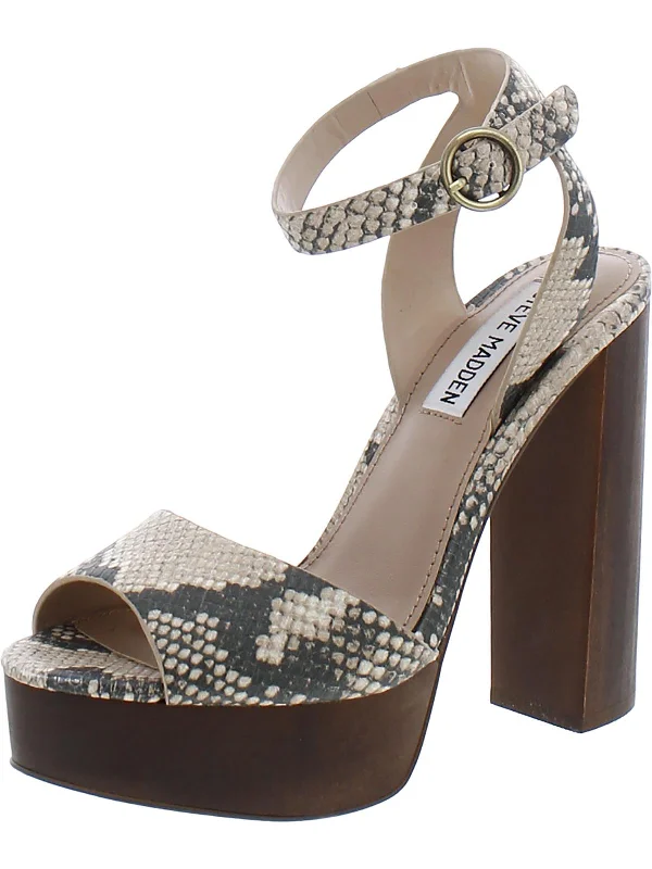 Stylish Ankle Strap Heels for Women--Mckinley Womens Peep-Toe Textured Ankle Strap