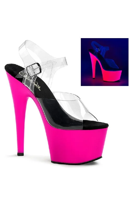 Stiletto Heel Pumps with Perfect Fit--ADORE-708UV Clear & Neon Pink Heels-Fashionable & Classic