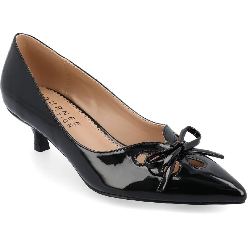 Journee Collection Womens LUTANA Patent Leather Kitten Heel Pumps