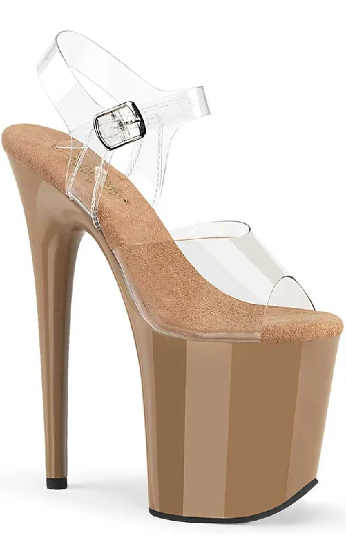 Stylish Platform Heels for Extra Height--FLAMINGO-808C Clear & Toffee Platform Heels