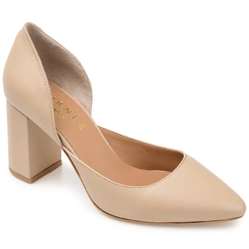 Journee Signature Women's Genuine Leather Jillian Pump---Comfortable Leather Pumps for Office and Everyday Wear